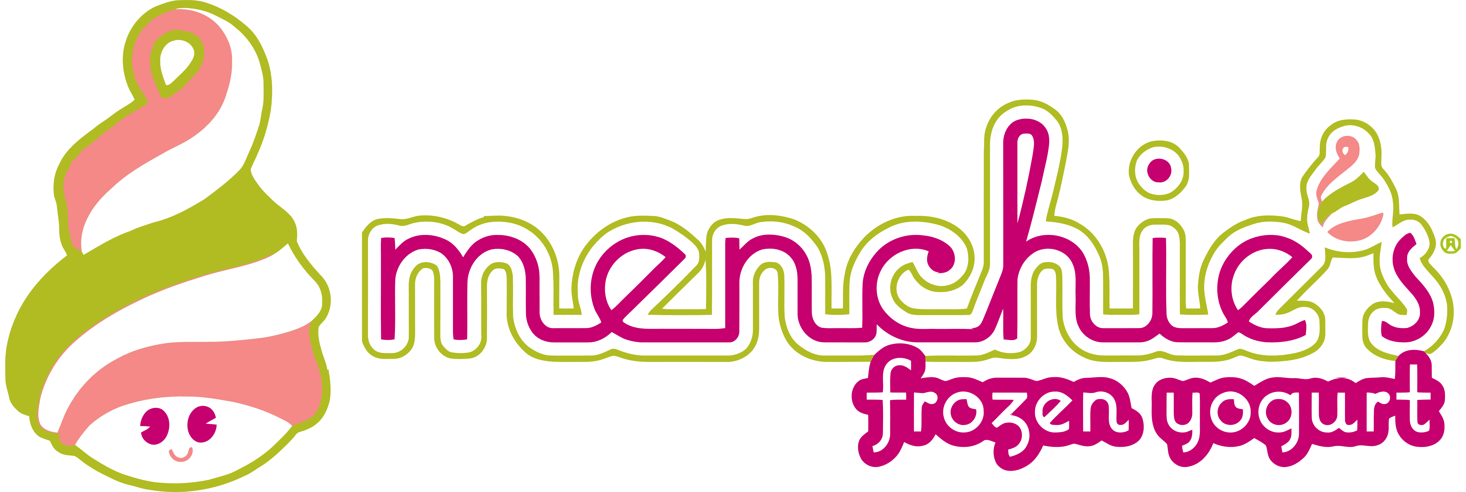 Menchies Frozen Yogurt Brand Logo with Colorful Swirl PNG Graphic