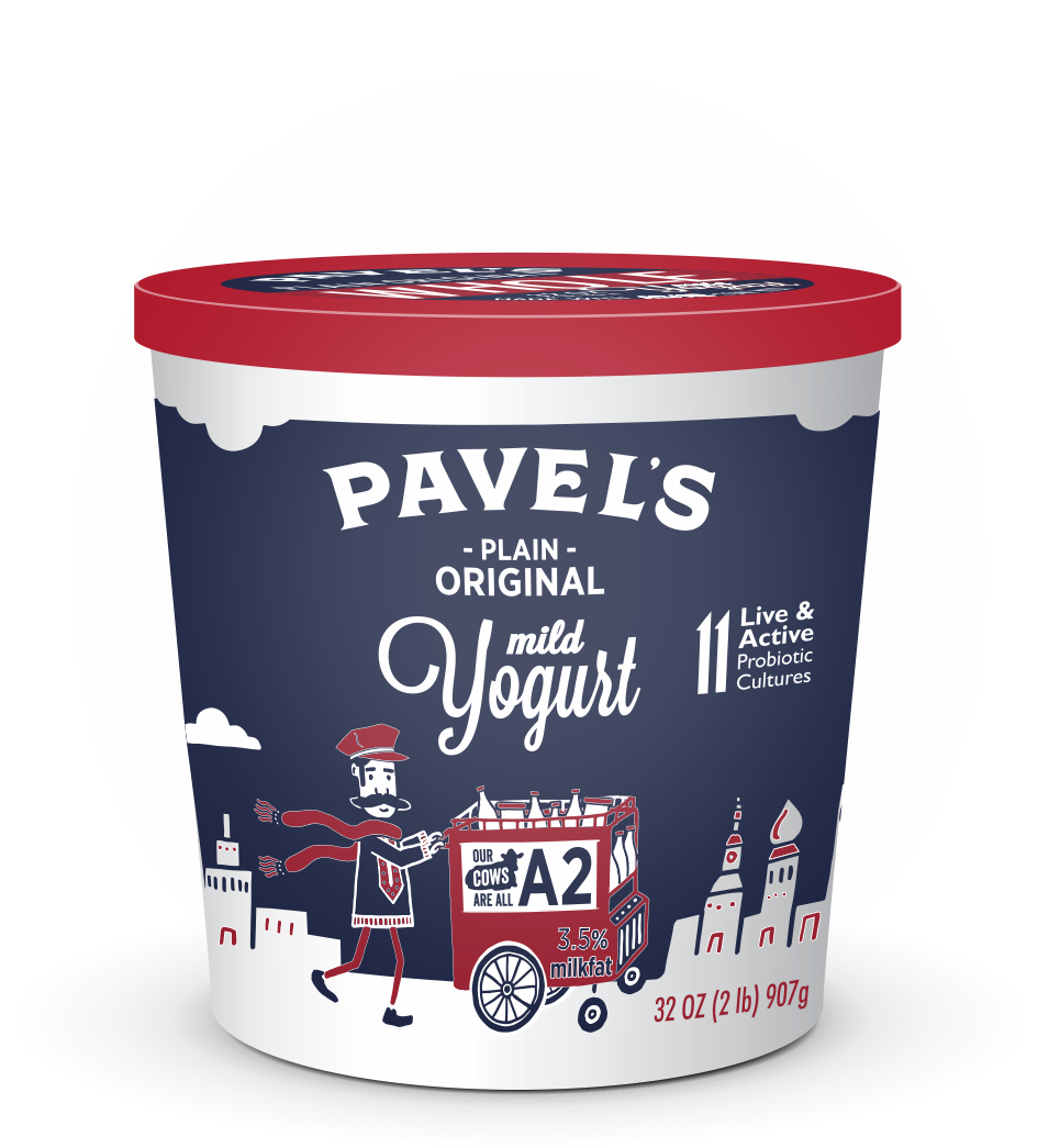 Pavels Original Russian Yogurt Tub with Blue and White Label PNG Product Image
