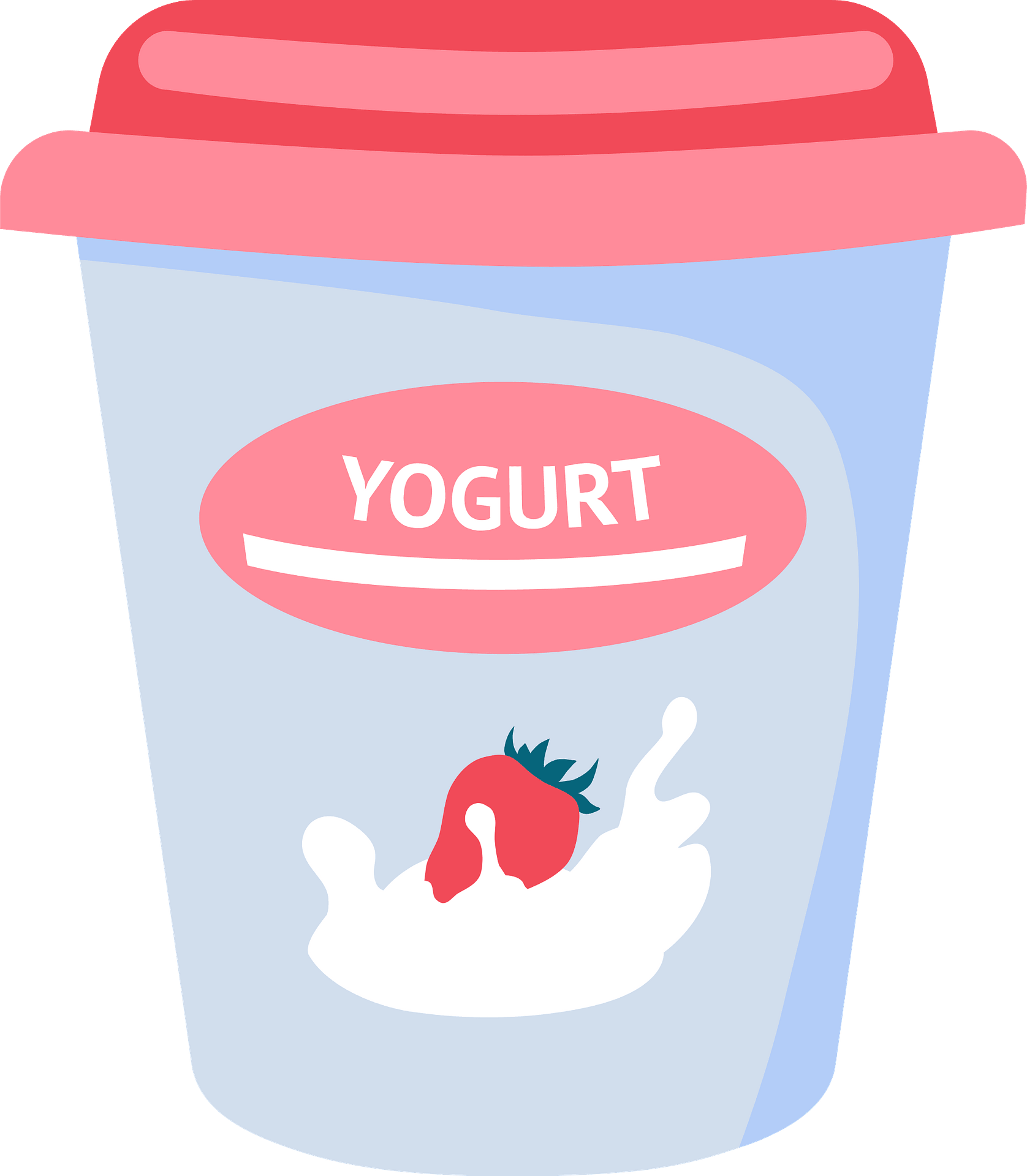 Pink Cartoon Yogurt Cup with Strawberry Logo Transparent PNG Illustration