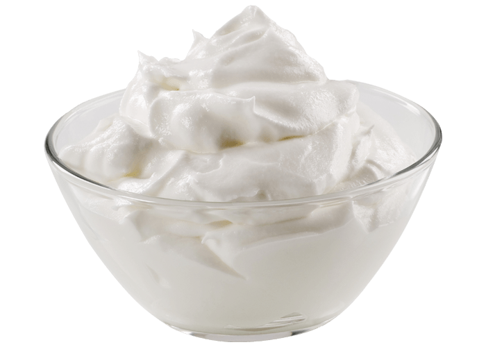 Plain Greek Yogurt in Clear Glass Bowl Transparent Background PNG Image