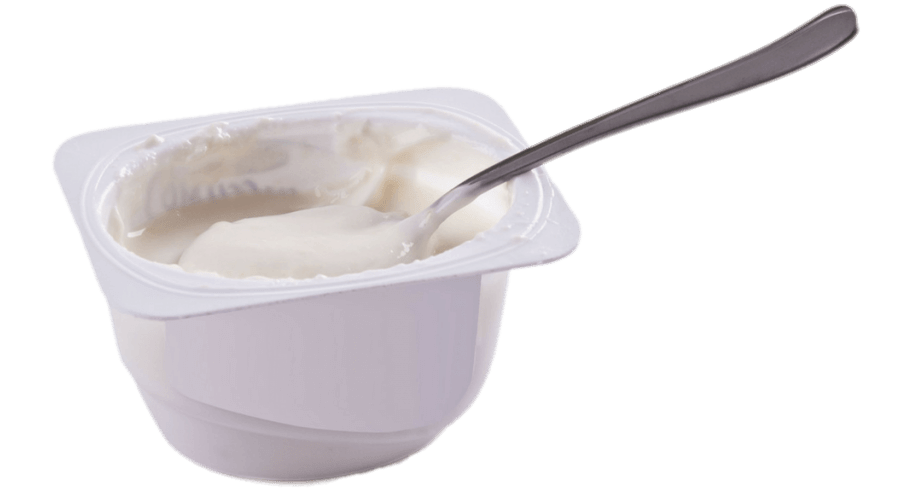 Plain Yogurt in White Bowl with Spoon Isolated Transparent PNG Photo