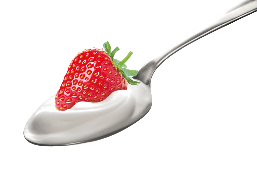 Spoon with Yogurt and Fresh Strawberry Isolated Transparent PNG Food Photo