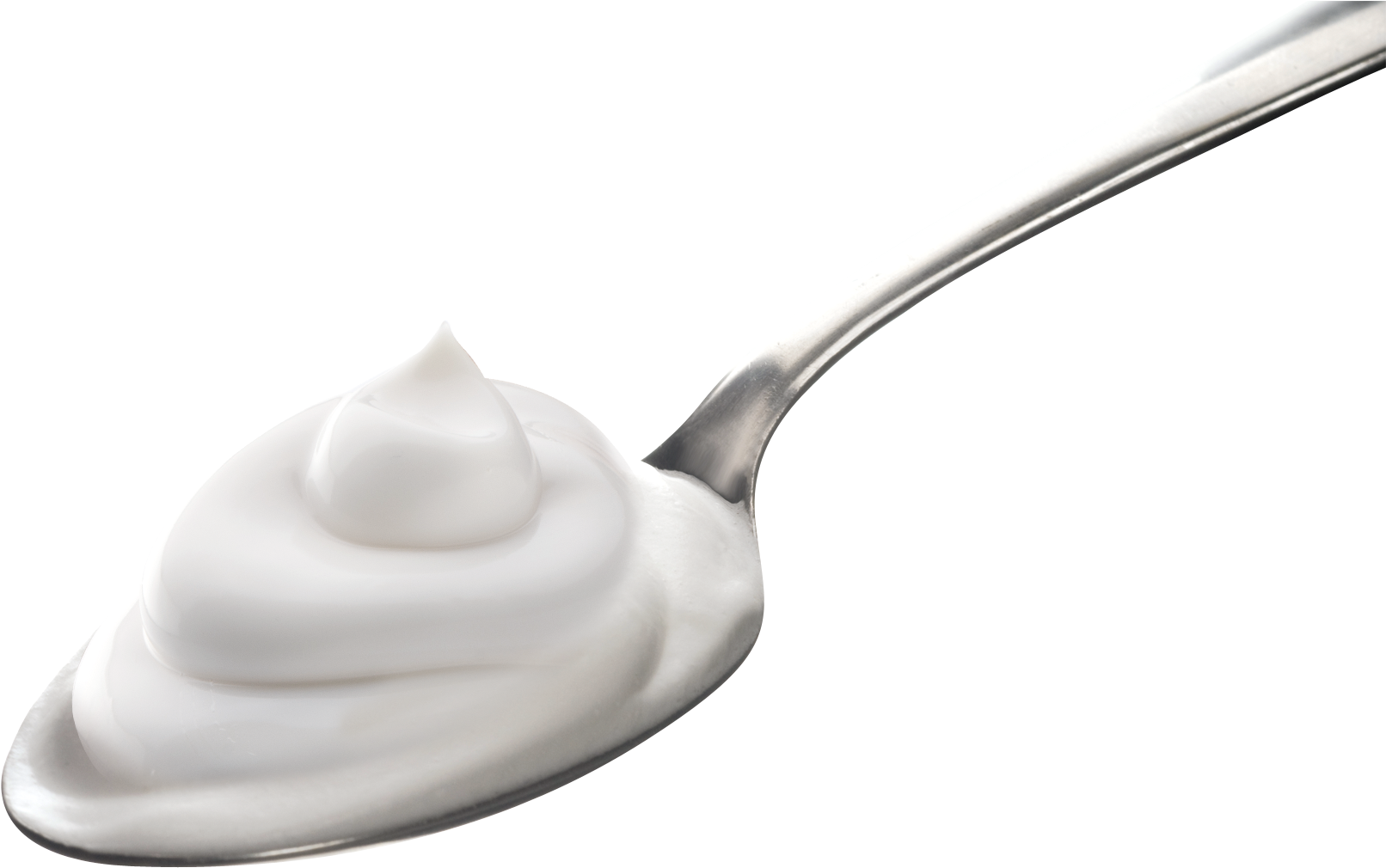 Spoonful of Thick Yogurt on Metal Spoon Isolated Transparent PNG Cutout