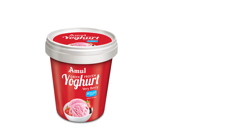 Strawberry Yogurt Cup with Red Lid and Creamy Fruit Label PNG Packaging Image