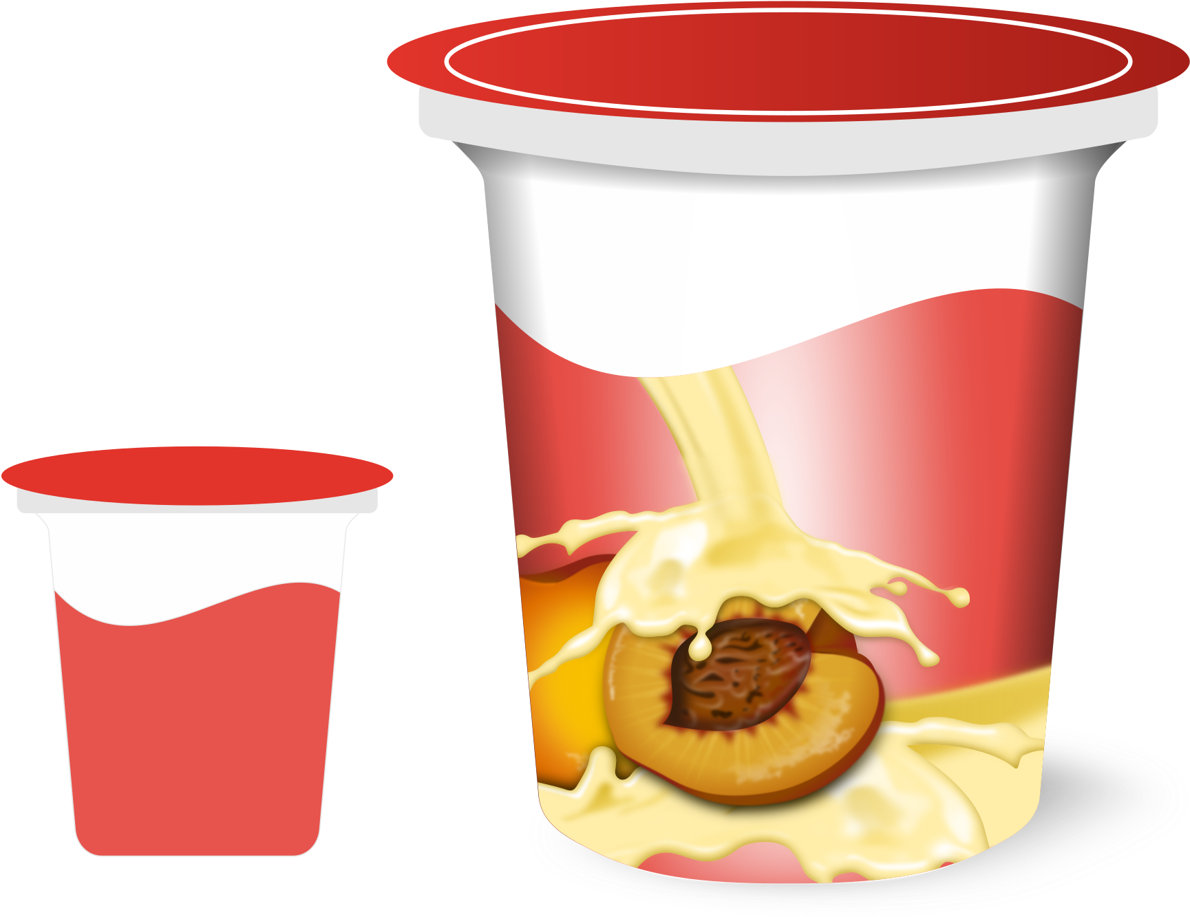 Strawberry Yogurt Cup with Red Lid and Fruit Graphics PNG Product Image