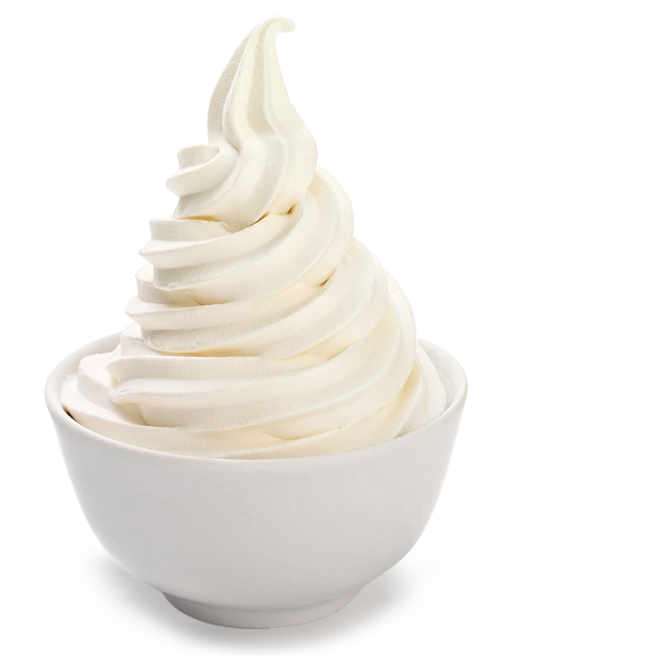 Vanilla Frozen Yogurt Swirl Served in White Bowl PNG Dessert Image
