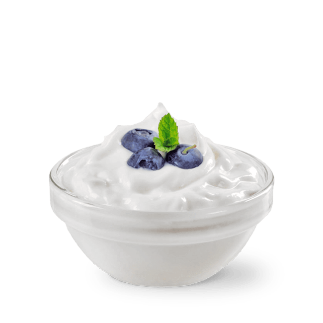 Vanilla Yogurt Bowl with Blueberry and Mint Garnish Transparent PNG Image