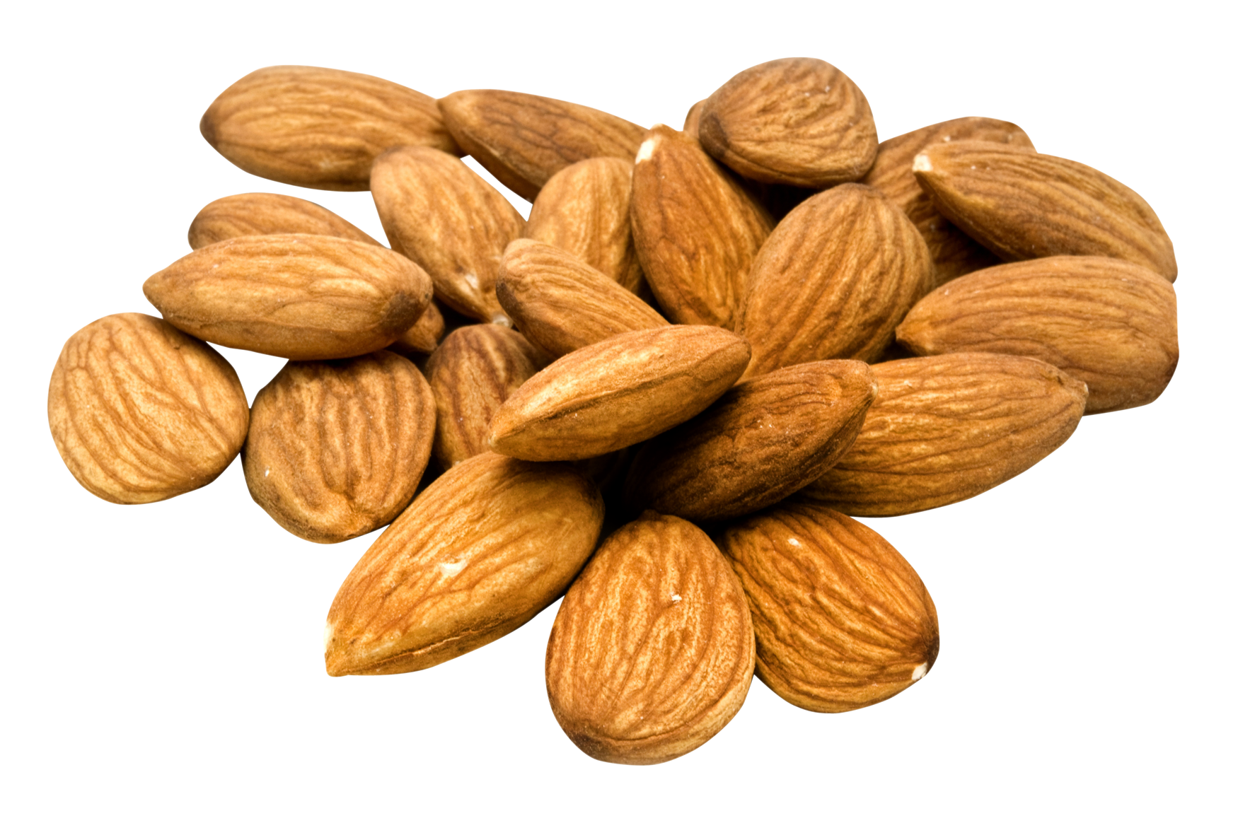 Whole Almonds Pile Isolated on Transparent Background PNG Food Photo