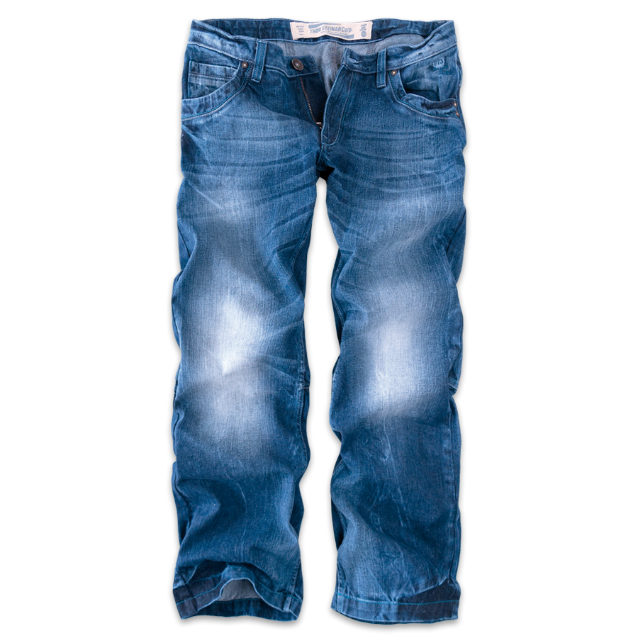 Faded Blue Denim Jeans with Whiskering