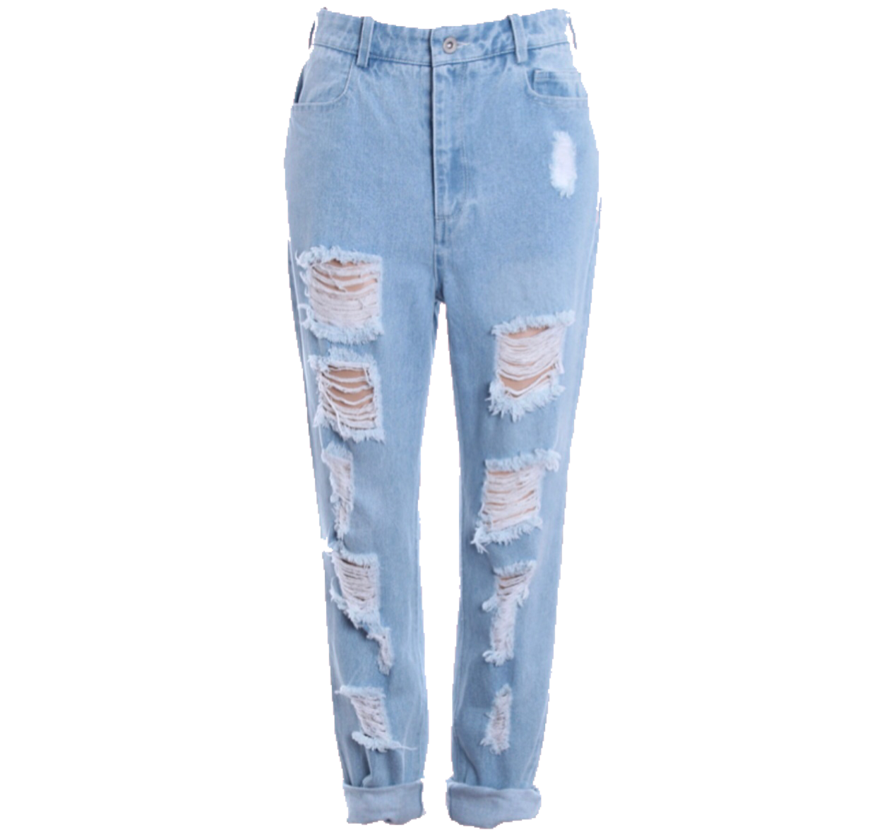 Light Wash Distressed Ripped Mom Jeans