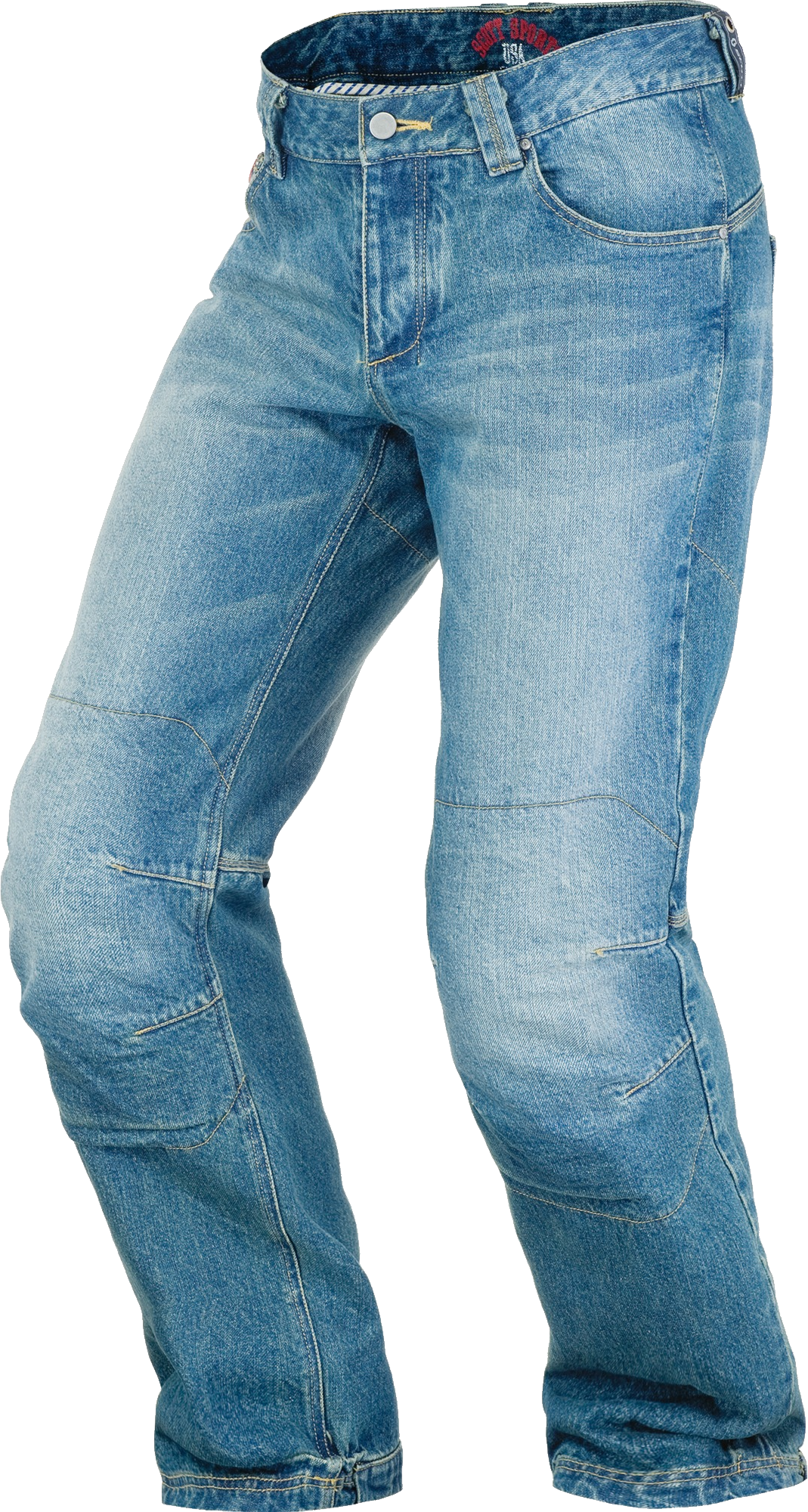 Light Wash Blue Jeans with Reinforced Knee Panels