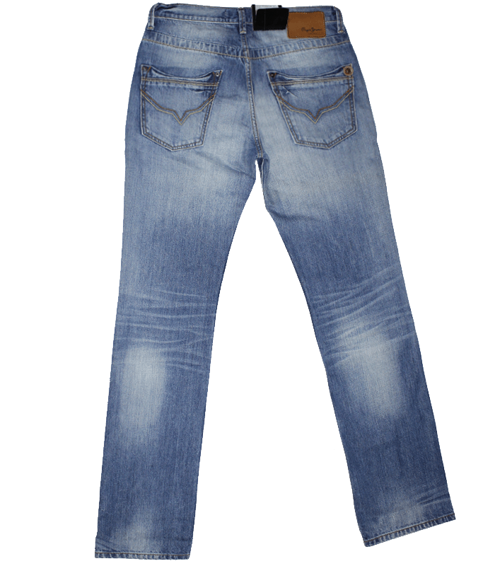 Light Wash Denim Jeans with Leather Back Patch