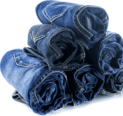 Rolled Dark Blue Denim Jeans Stack