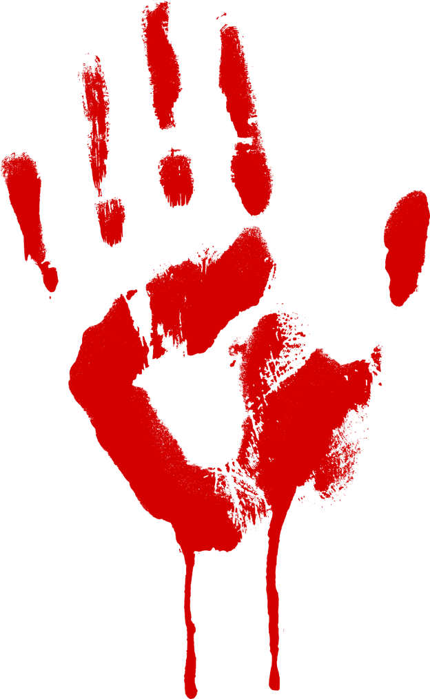 Red Bloody Handprint with Dripping Trails