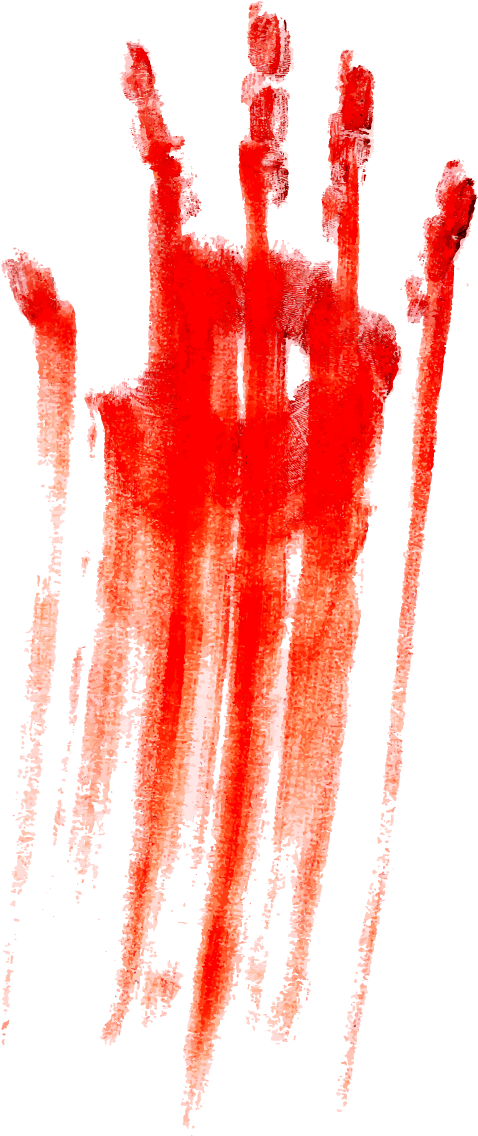 Bloody Handprint with Red Smeared Streaks