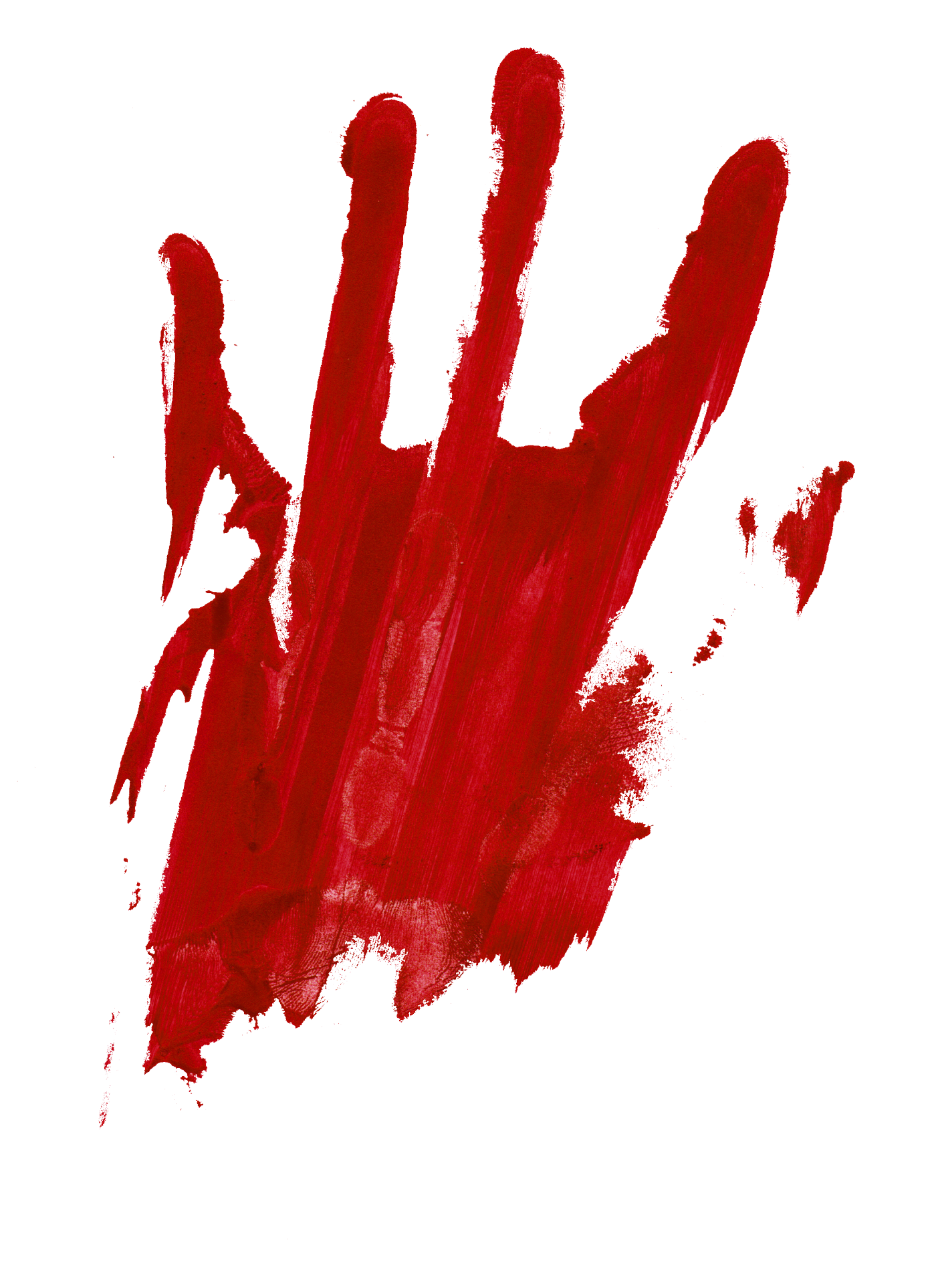 Red Bloody Handprint with Smeared Fingers