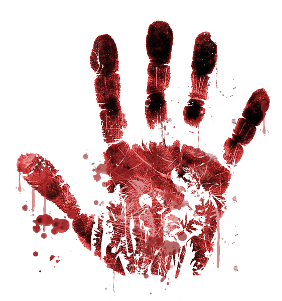 Red Bloody Handprint with Splatter Details
