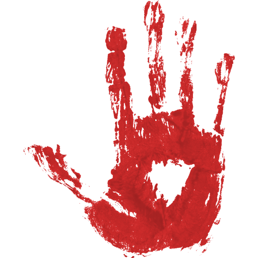 Red Grunge Handprint Stamp with Worn Edges