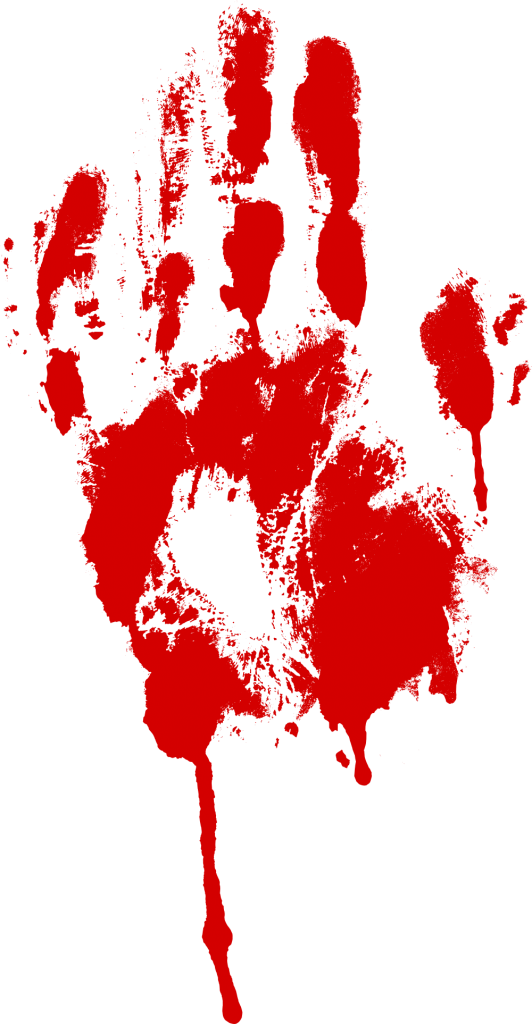Red Bloody Handprint with Dripping Trails