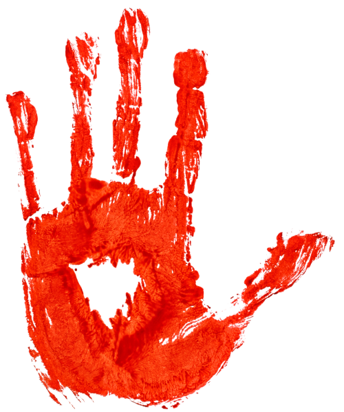 Bright Red Textured Handprint Stamp