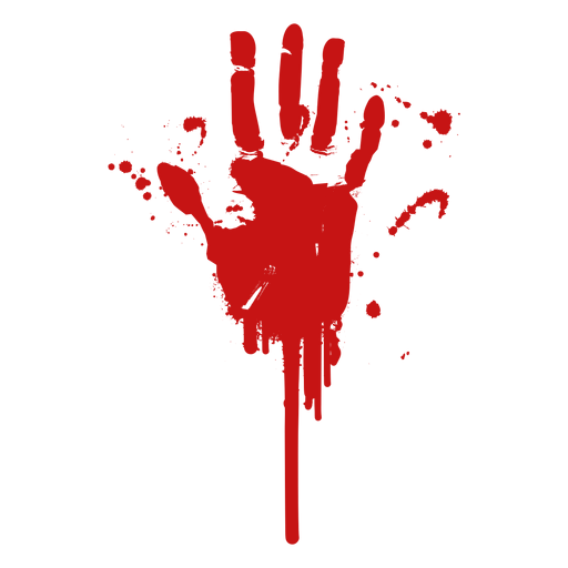 Red Bloody Handprint with Drips and Splatter