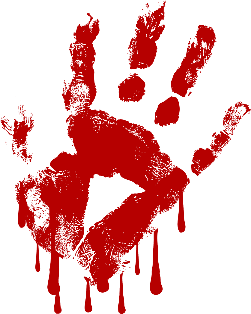 Red Bloody Handprint with Dripping Edges