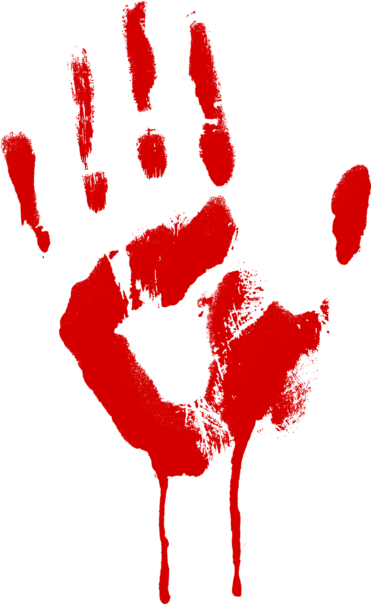 Red Bloody Handprint with Dripping Trails