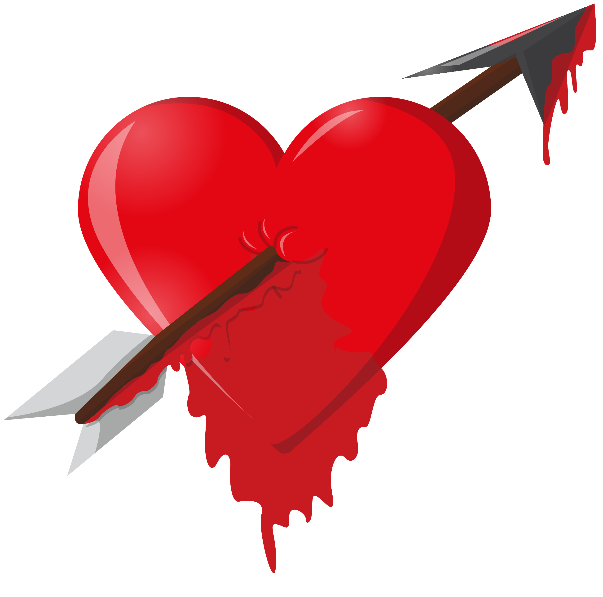 Bleeding Red Heart Pierced by Arrow