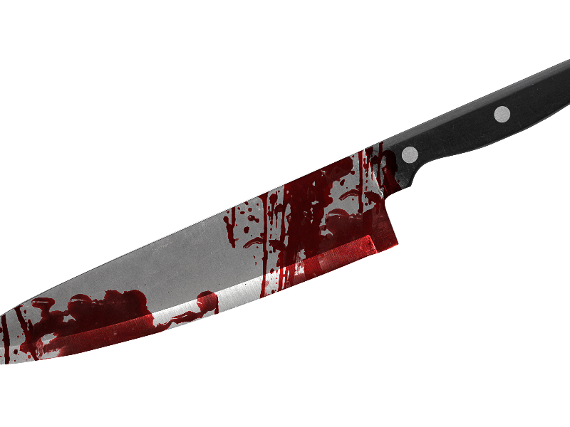 Bloody Chef Knife with Black Handle