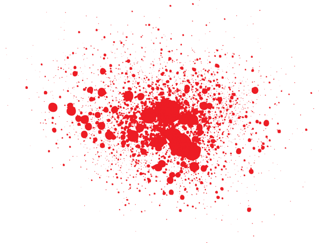 Bright Red Splatter Burst Scattered Dots