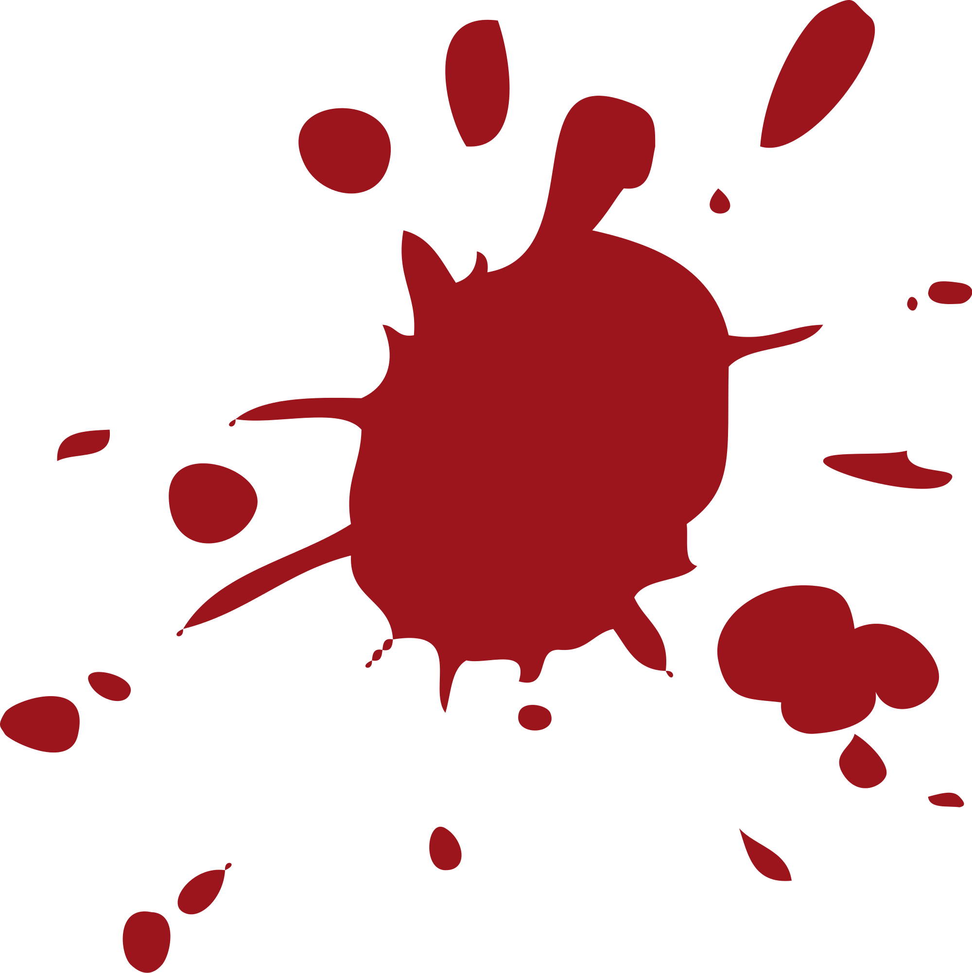 Dark Red Splatter with Scattered Droplets