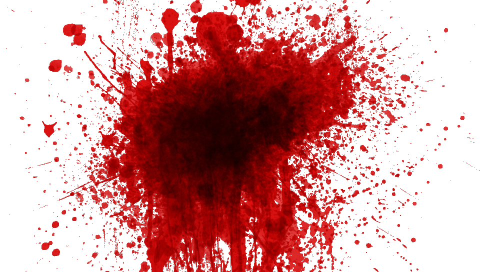 Dark Red Blood Splatter Burst with Droplets