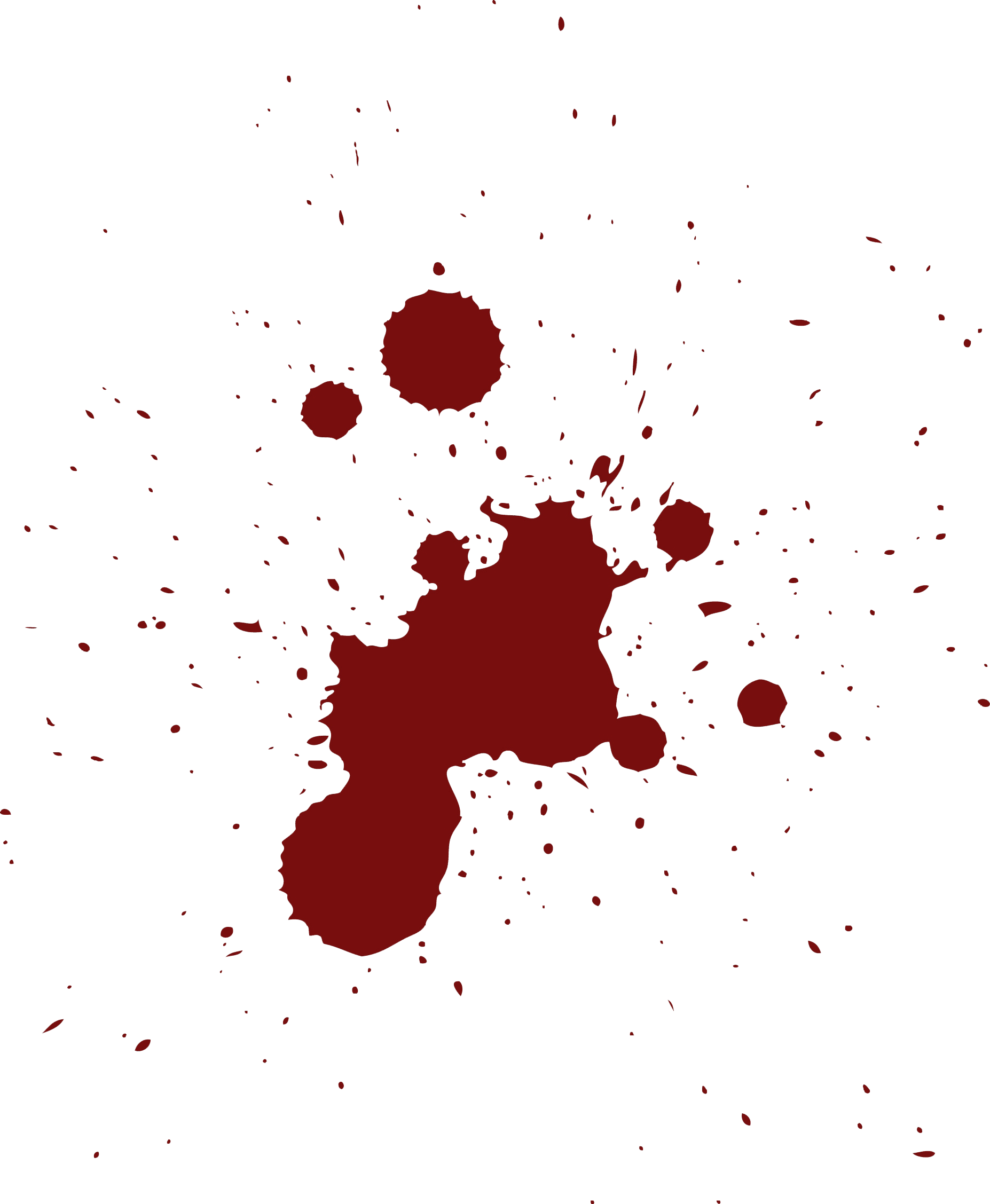 Dark Red Splatter with Scattered Droplets