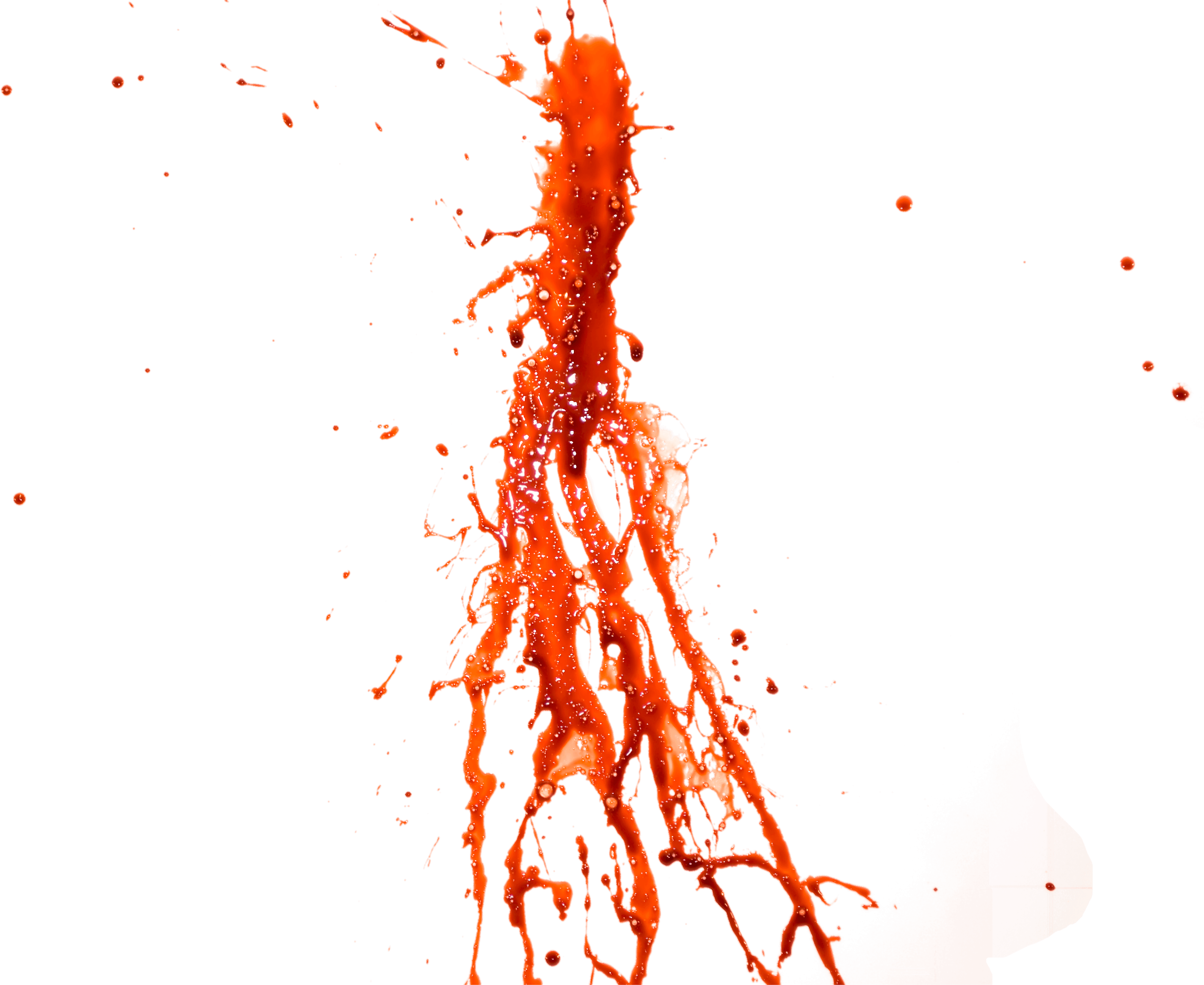 Glossy Red Splatter Dripping Vertically Down