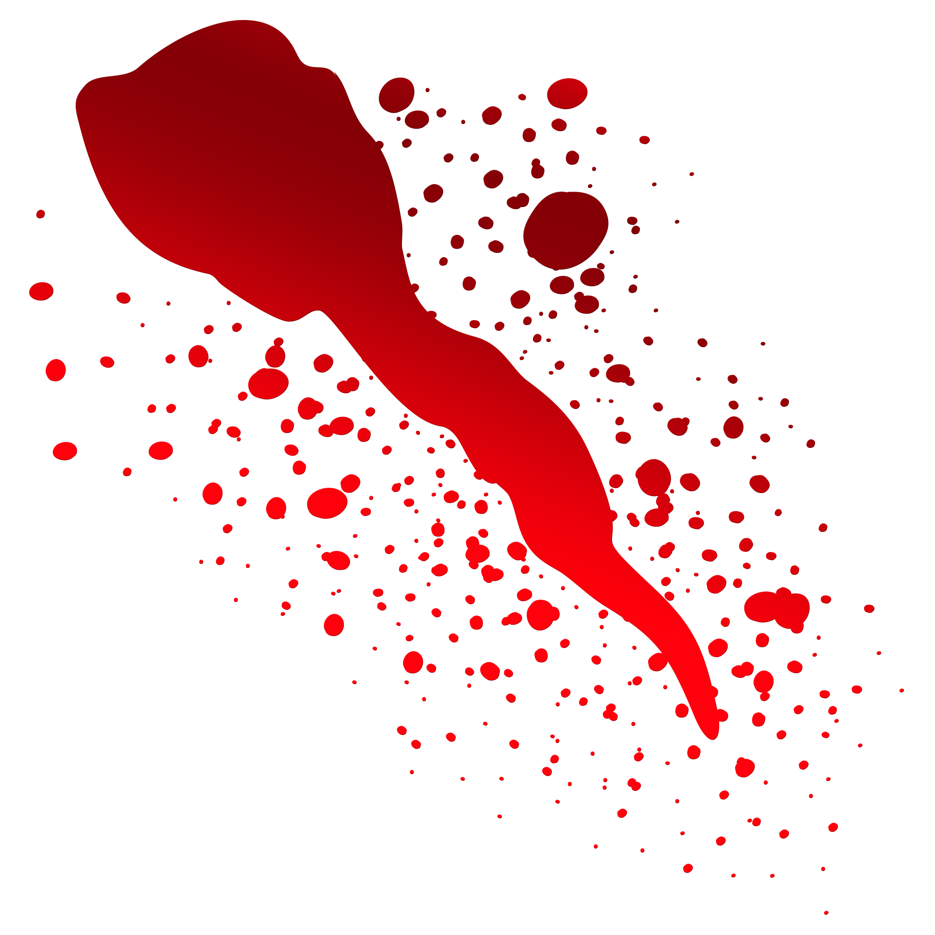 Red Gradient Blood Splatter with Droplets
