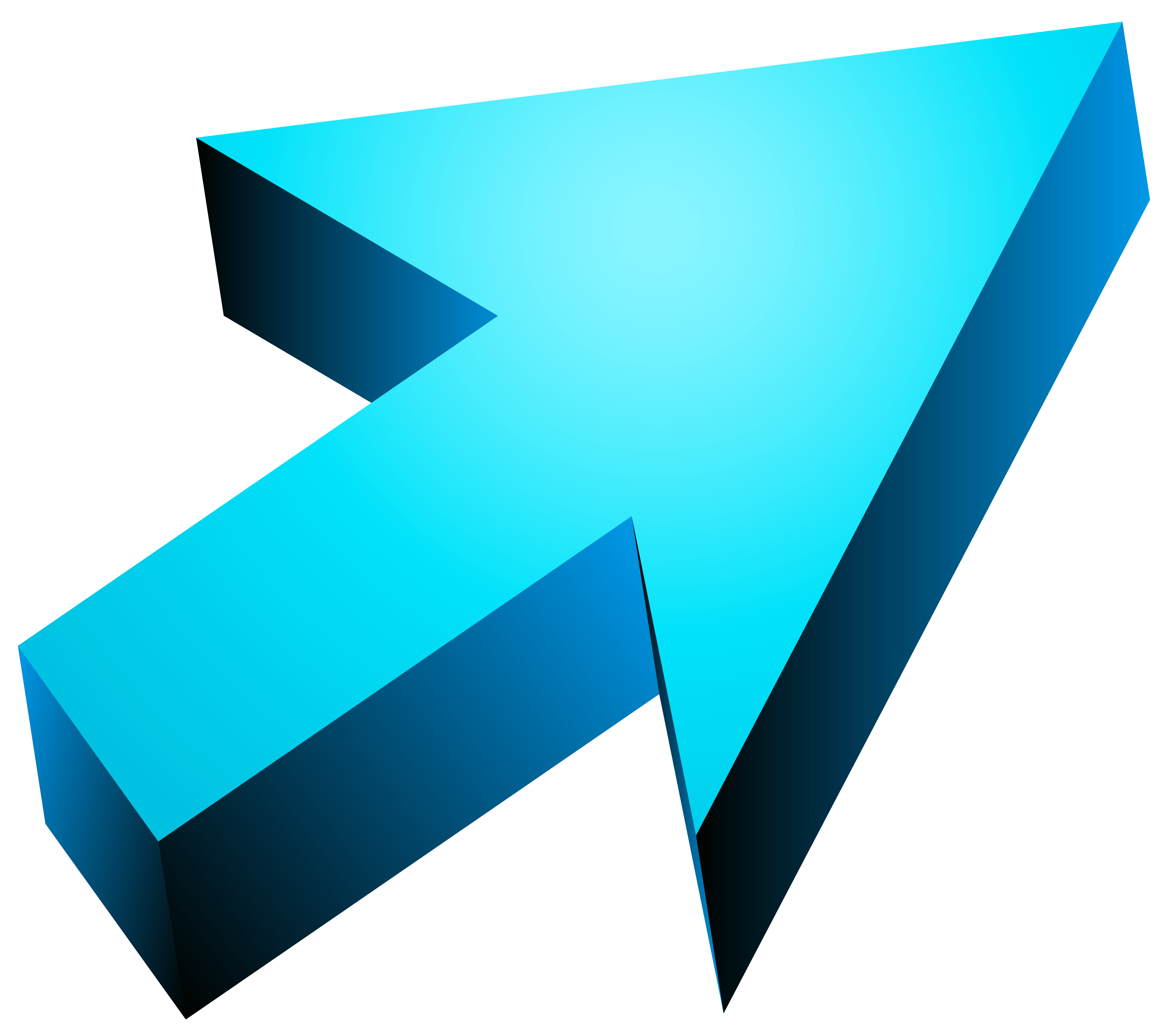 Glossy Cyan 3D Arrow Pointing Up Right