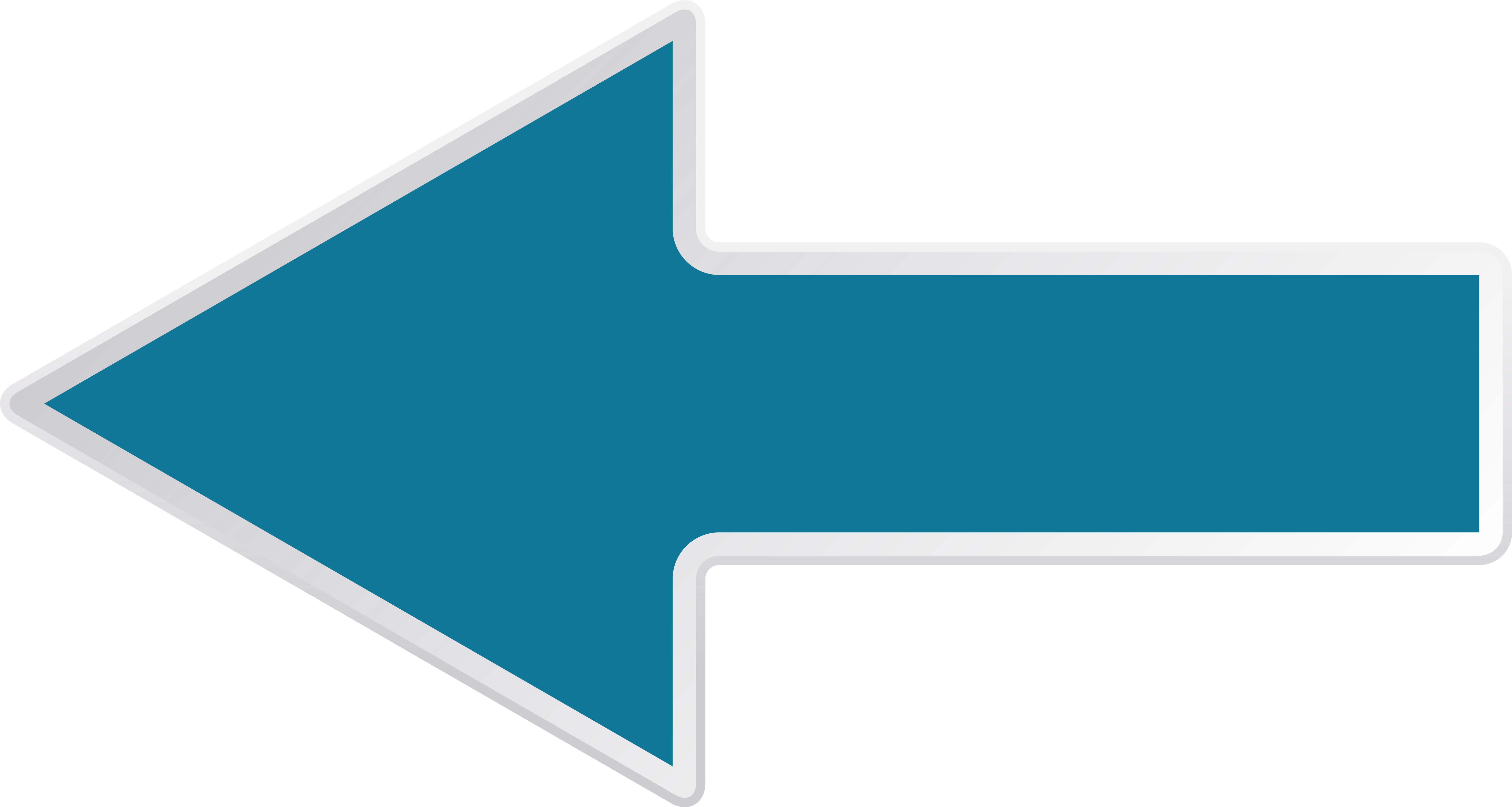 Teal Left Arrow with Silver Bevel Border
