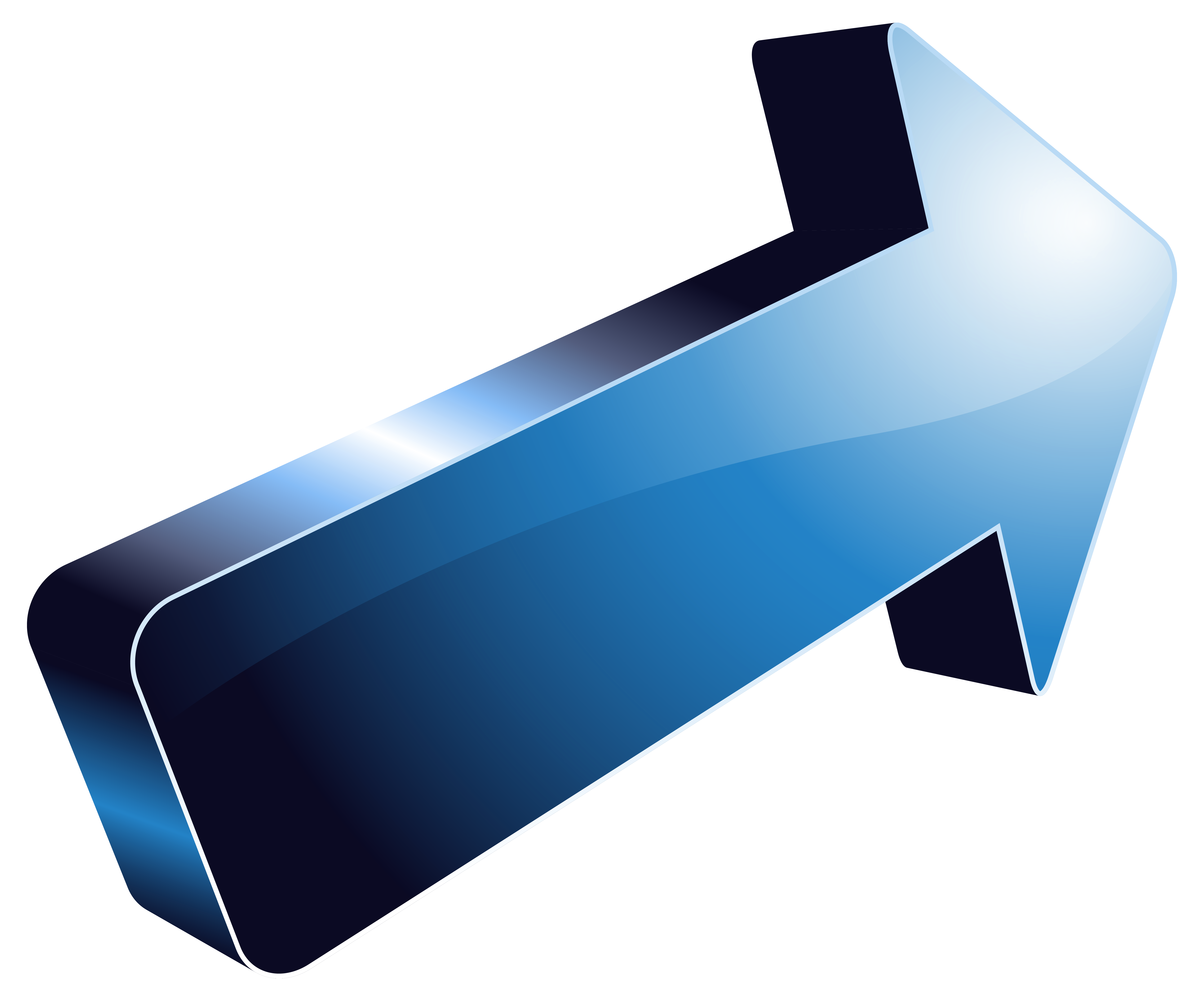 Glossy 3D Blue Arrow Pointing Up Right