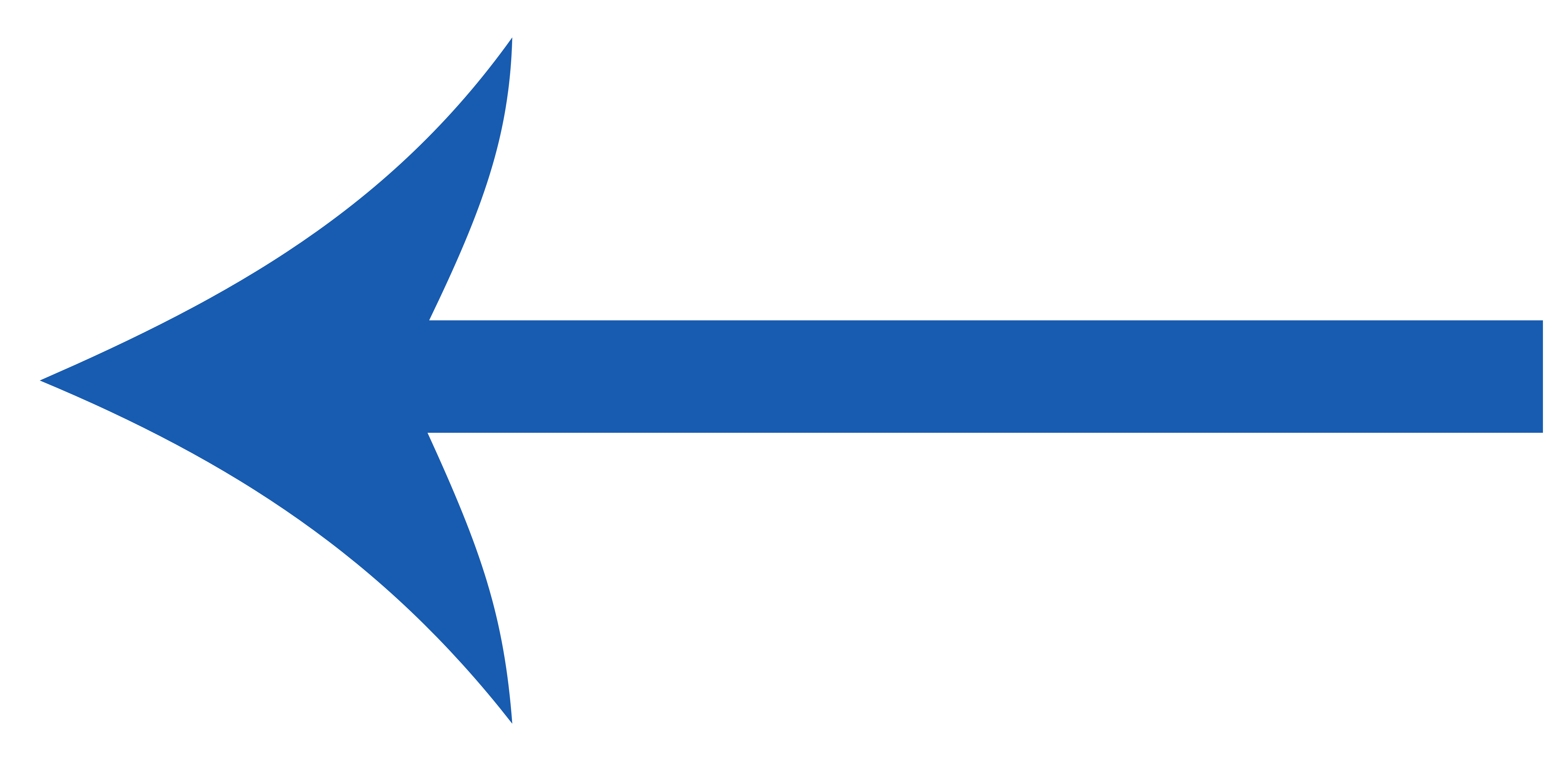 Blue Left Arrow with Curved Barbed Head