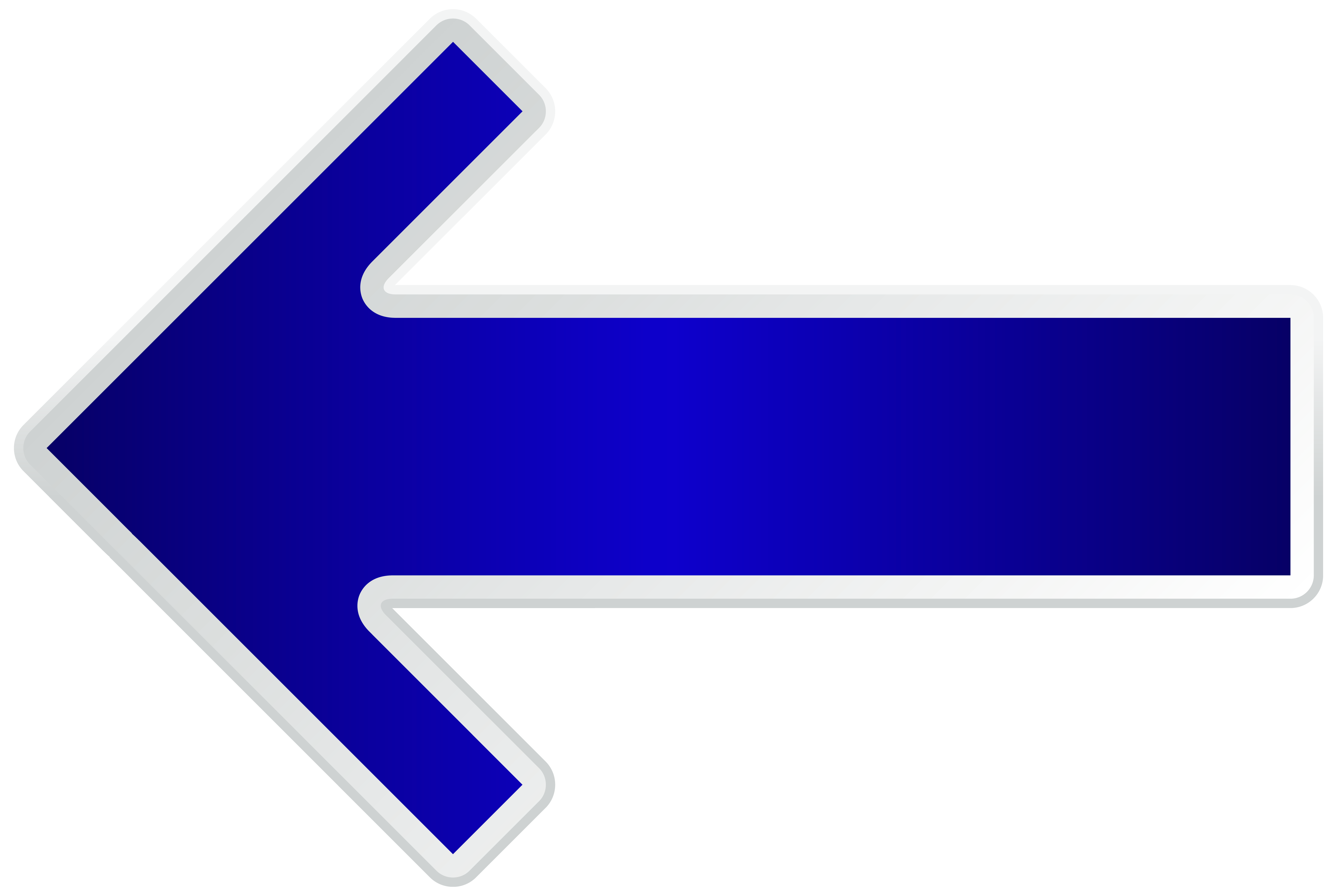 Blue Gradient Left Arrow with Silver Outline