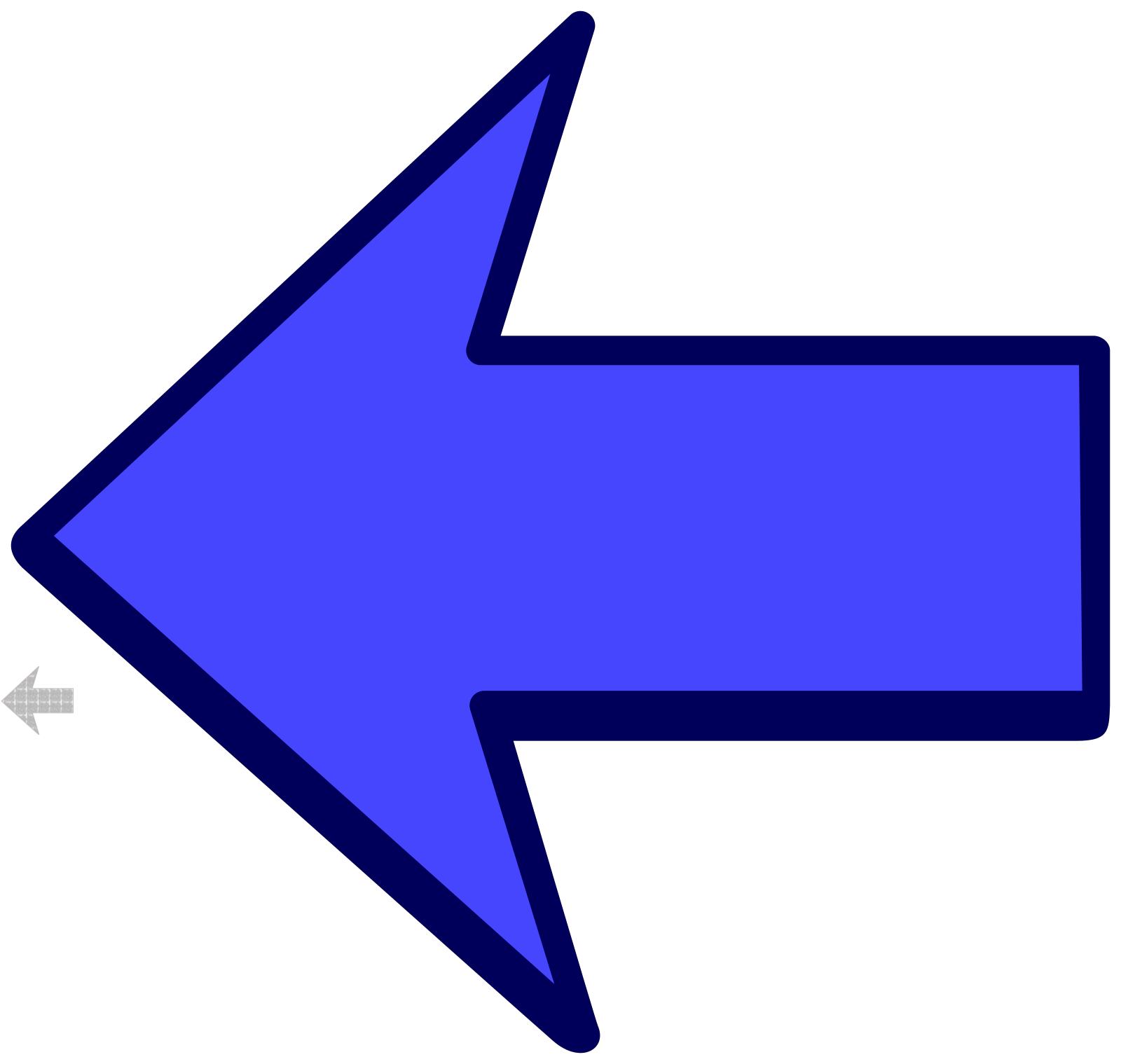 Periwinkle Blue Left Arrow with Navy Outline