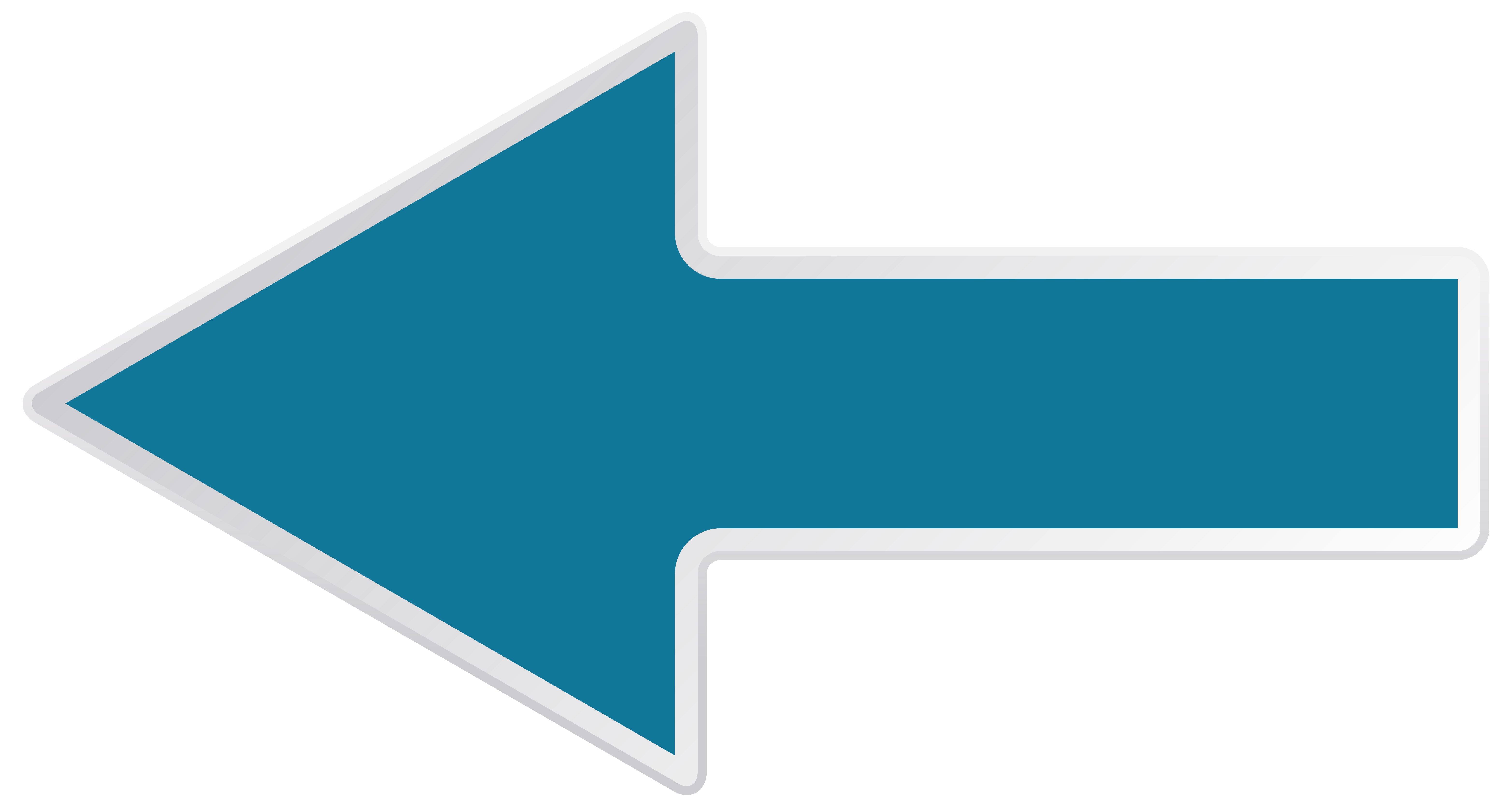 Teal Left Arrow with Silver Bevel Border