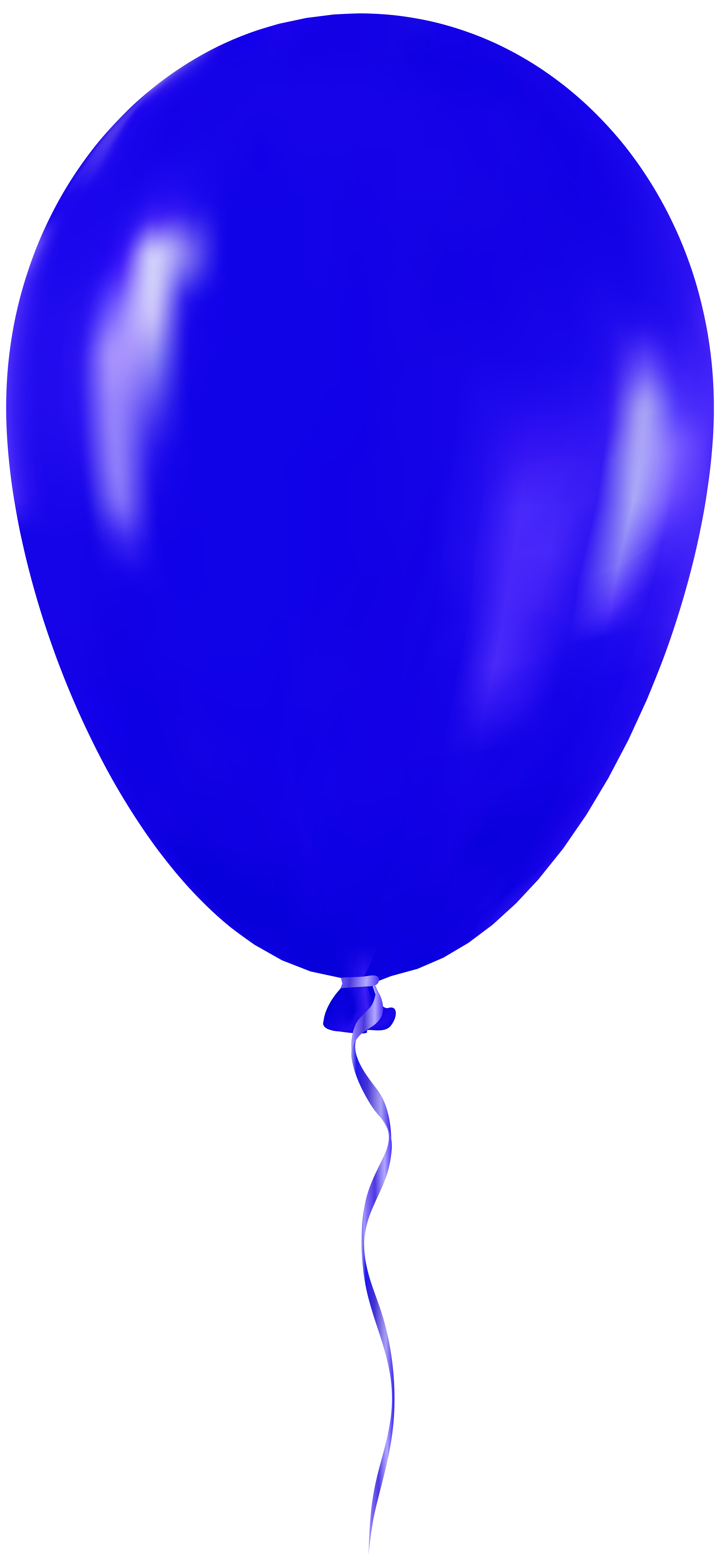 Bright Indigo Blue Glossy Balloon With Ribbon Ultra HD PNG