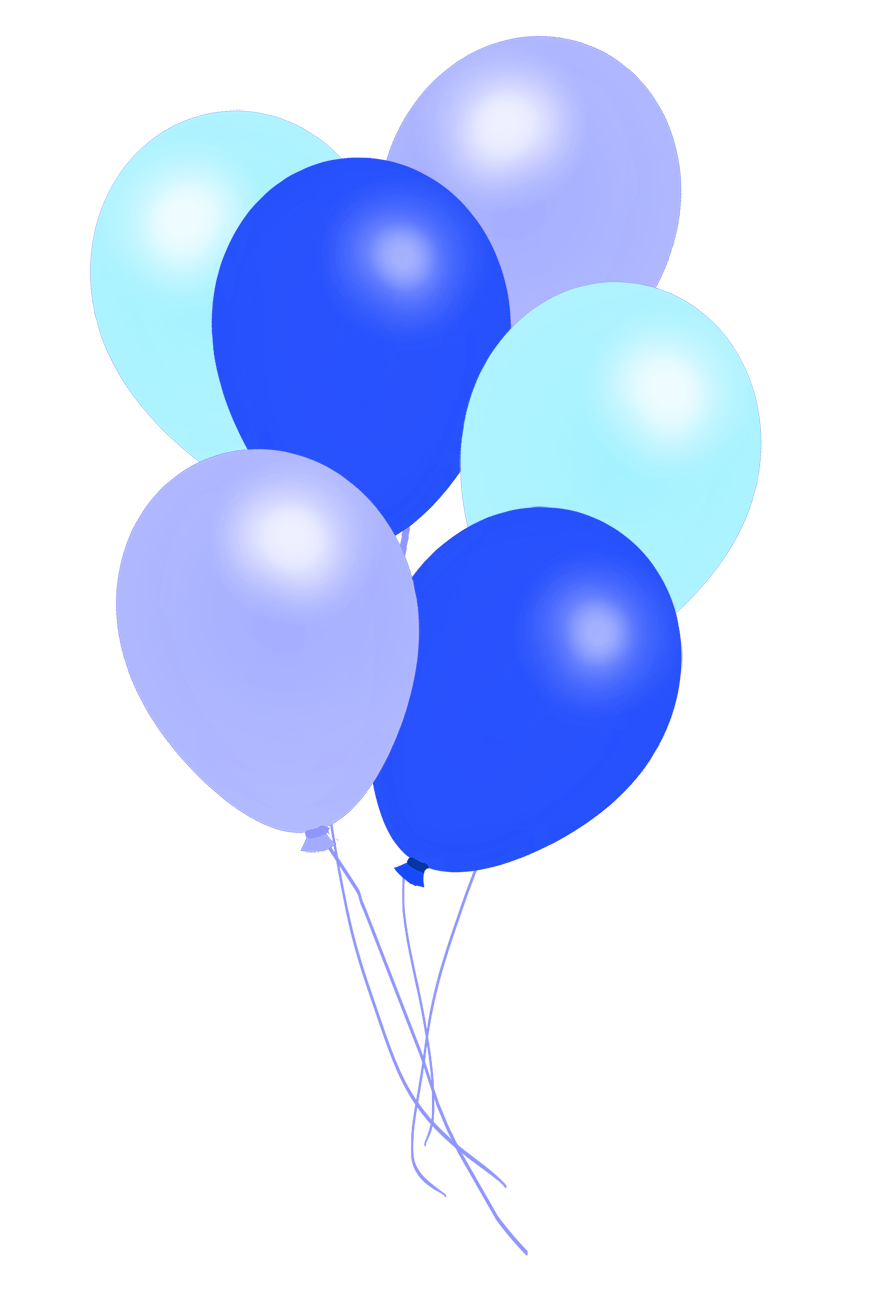 Bunch Of Light Blue And Royal Blue Party Balloons Bouquet PNG