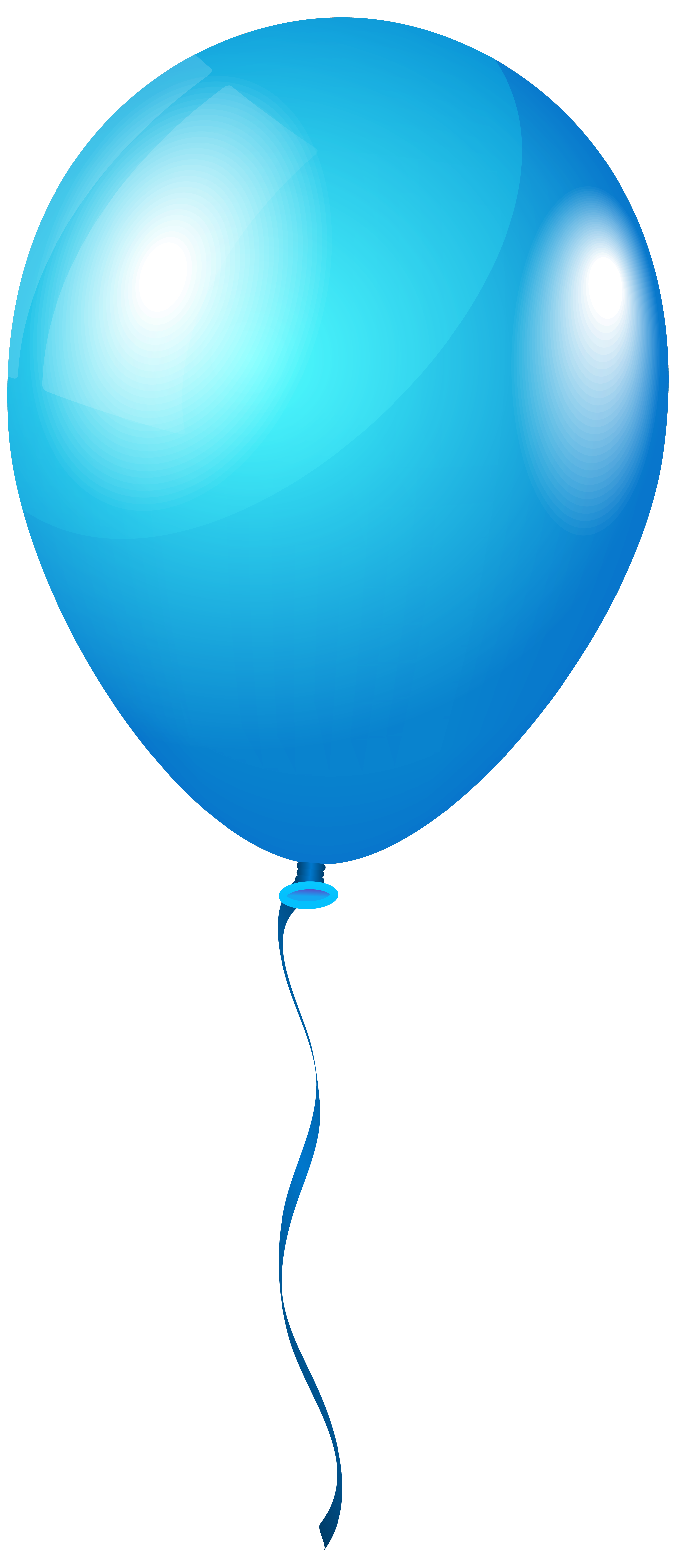 Glossy Sky Blue Birthday Balloon With Curly Ribbon High Resolution PNG