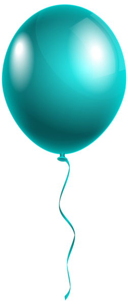 Glossy Teal Green Blue Balloon With Ribbon String PNG Graphic