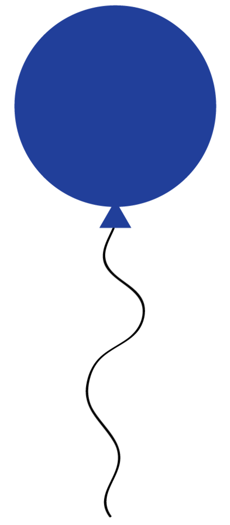 Navy Blue Round Balloon With Wavy String Minimal PNG Graphic