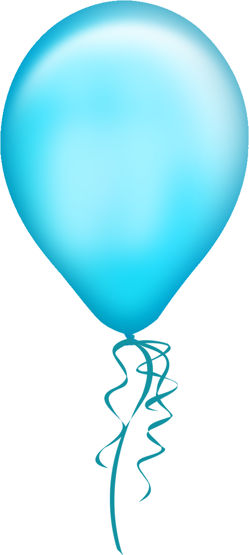 Pale Aqua Blue Balloon With Curled Ribbons Celebration PNG