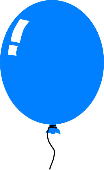 Shiny Azure Blue Balloon With Black String Flat PNG Clipart