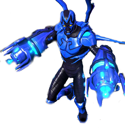 Blue Beetle Armor With Glowing Arm Blasters PNG Clipart